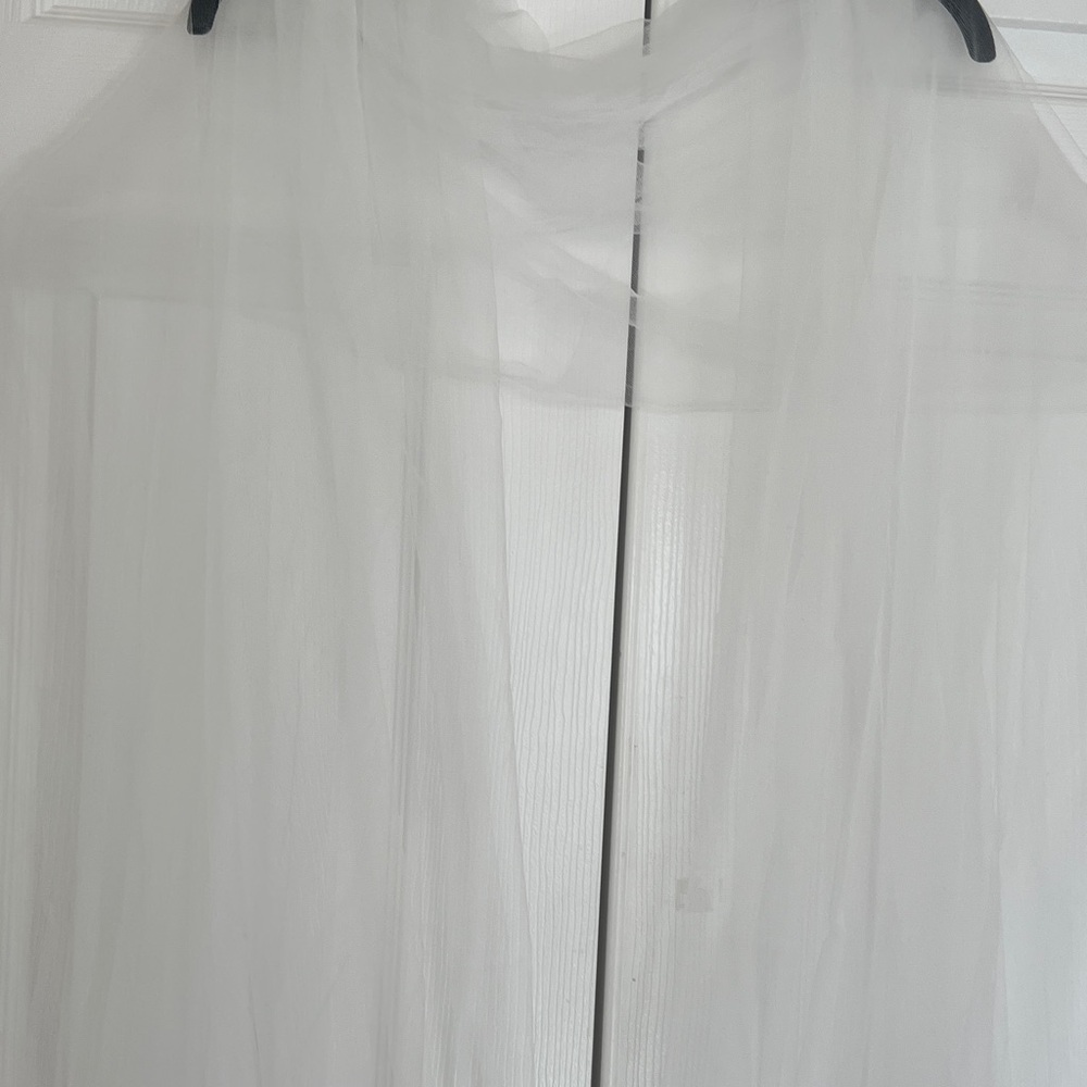 Romantic Sheer Soft Tulle White Shawl Perfect Layering For Wedding Or Prom - Picture 5 of 10
